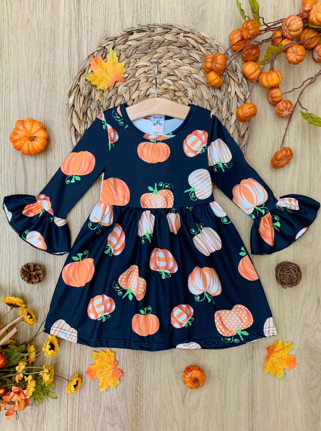 Blessed and Pumpkin Obsessed Dress Mia Belle Girls Blessed and Pumpkin Obsessed Dress Mia Belle Girls