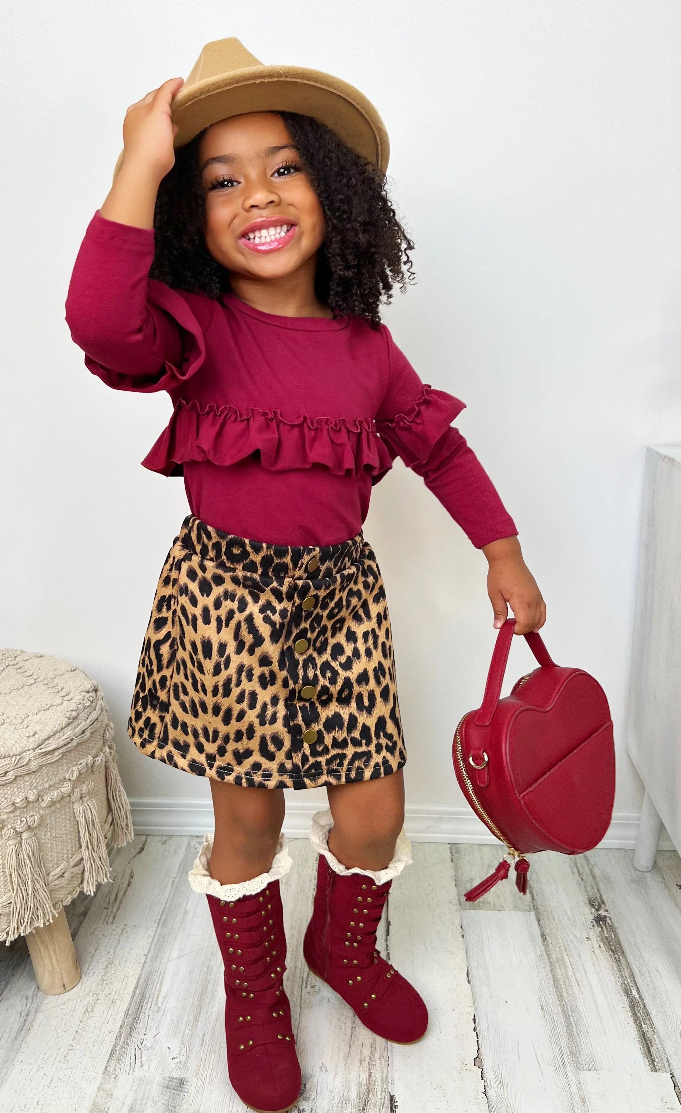 Stay Cozy Animal Print Skirt Set – Mia Belle Girls