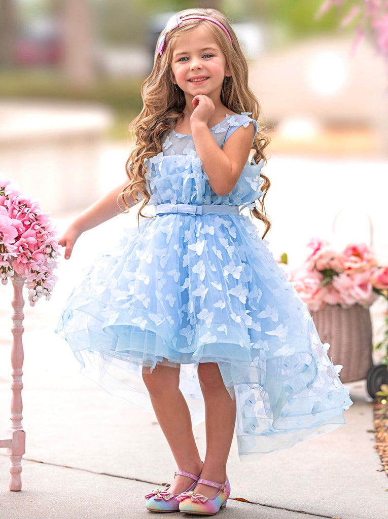Mia Belle Girls Blue Butterfly Tulle Dress | Girls Formal Dresses Mia Belle Girls Blue Butterfly Tulle Dress | Girls Formal Dresses