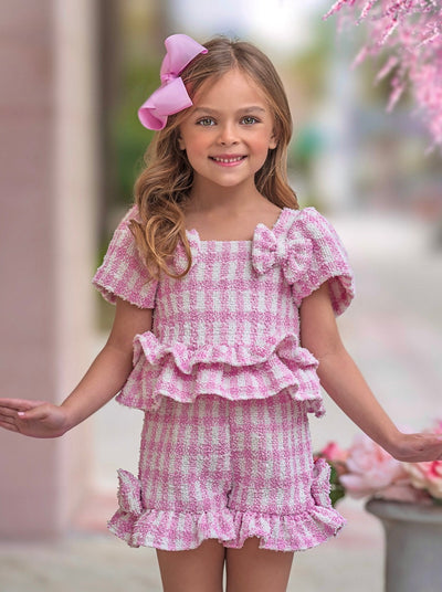 Feast In Fashion Pink Gingham Top And Short Set