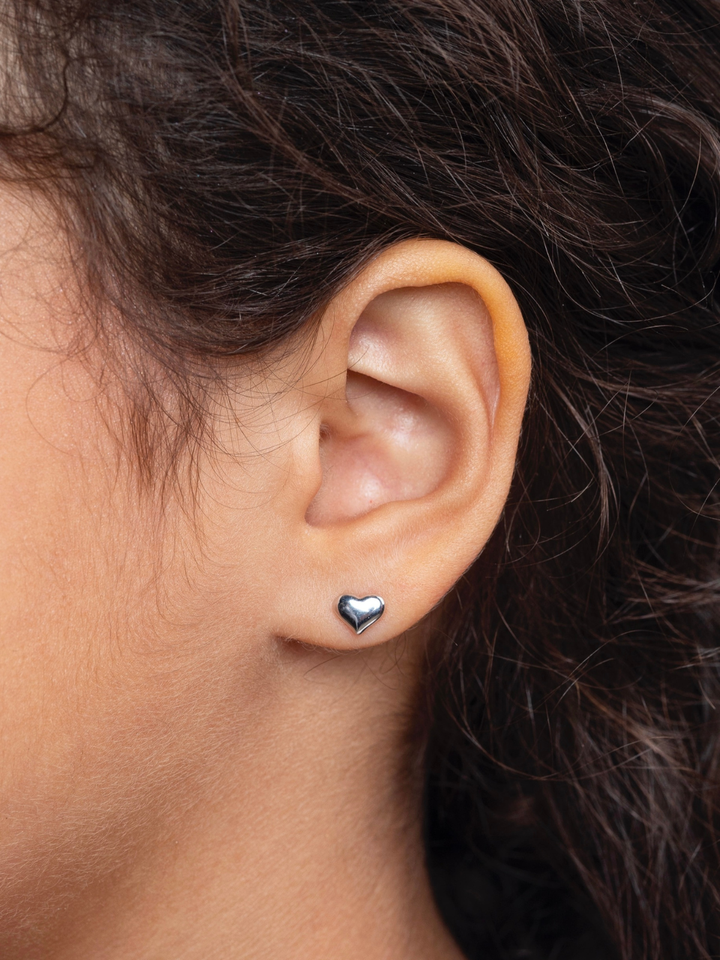 Sterling Silver Classic Heart Stud Earrings