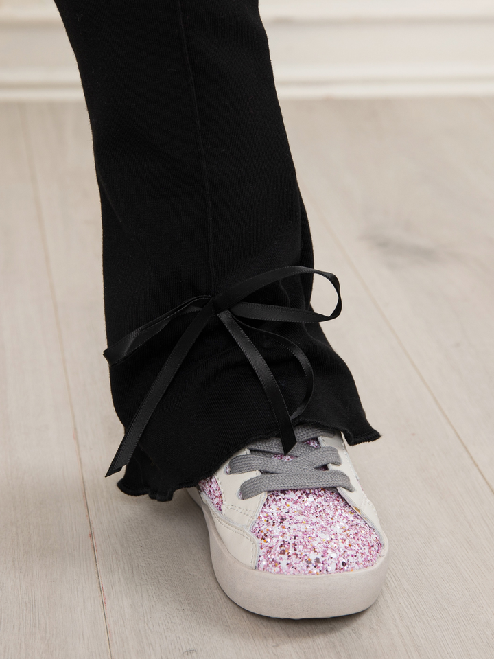 Everyday Black Bow Hem Flare Pants