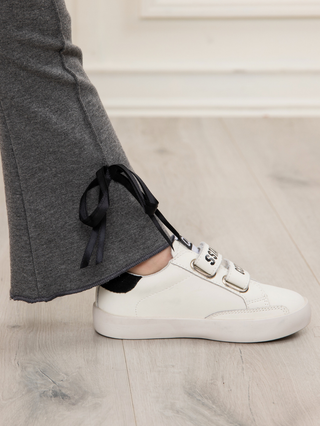 Everyday Grey Bow Hem Flare Pants