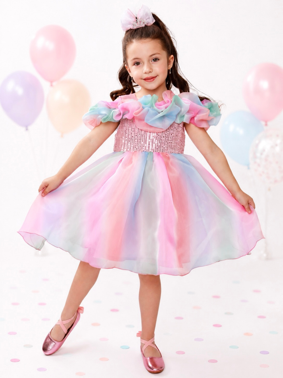 Dreamy Twirl Pastel Ruffle Party Dress Mia Belle Girls