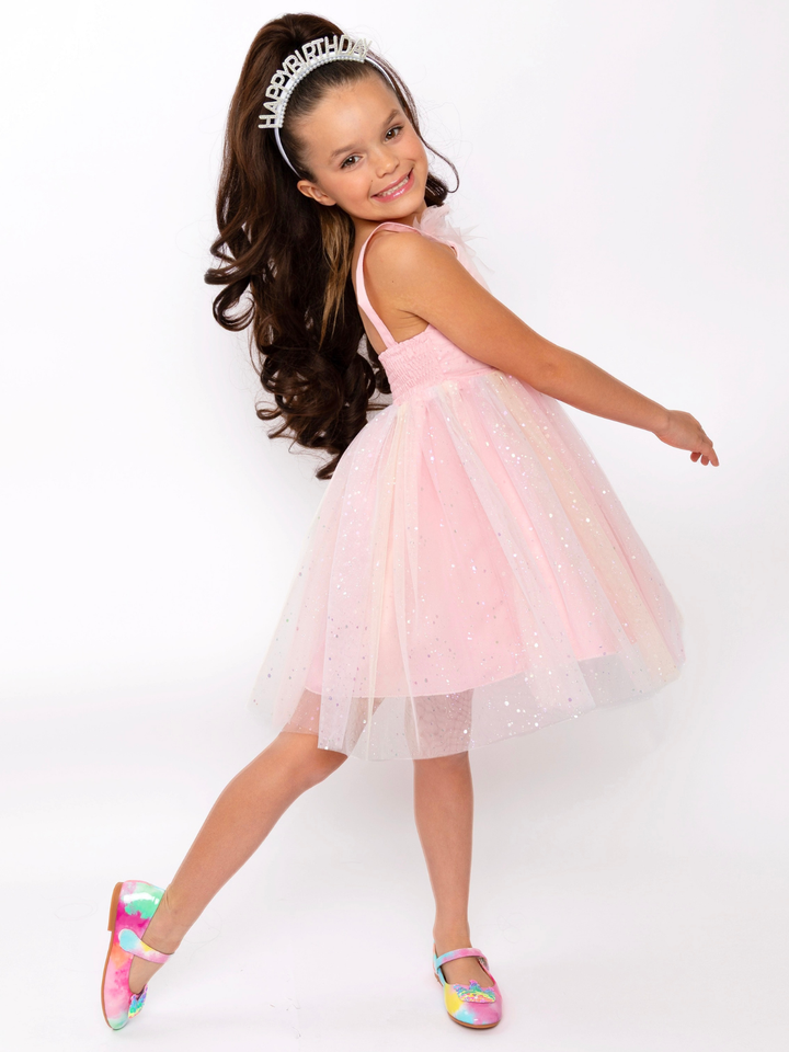 Birthday Glow Pastel Rainbow Tulle Dress Mia Belle Girls