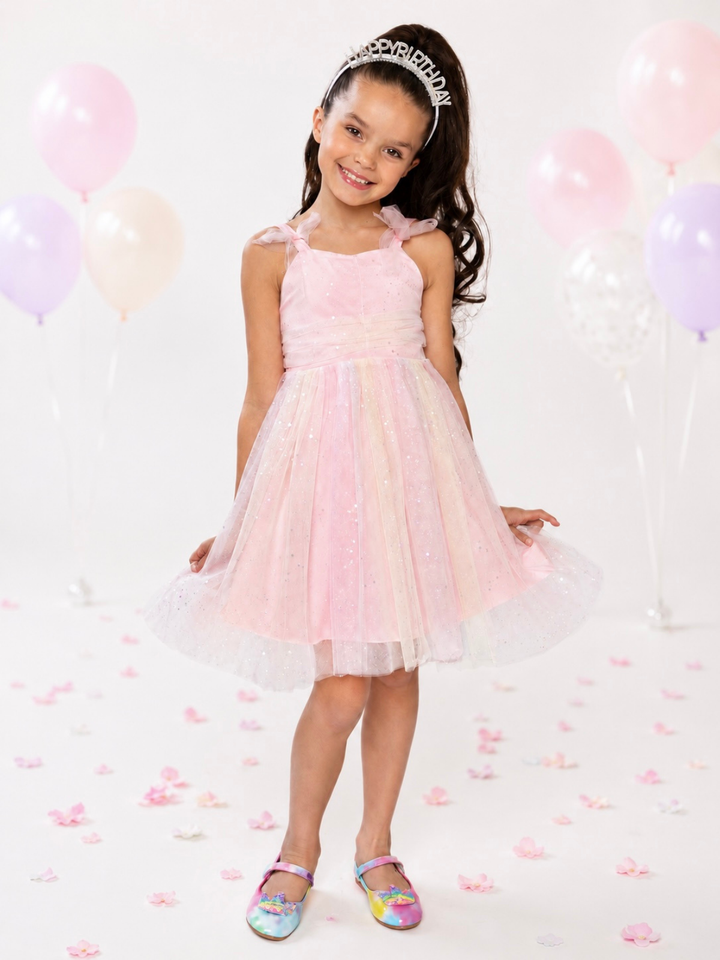 Birthday Glow Pastel Rainbow Tulle Dress Mia Belle Girls