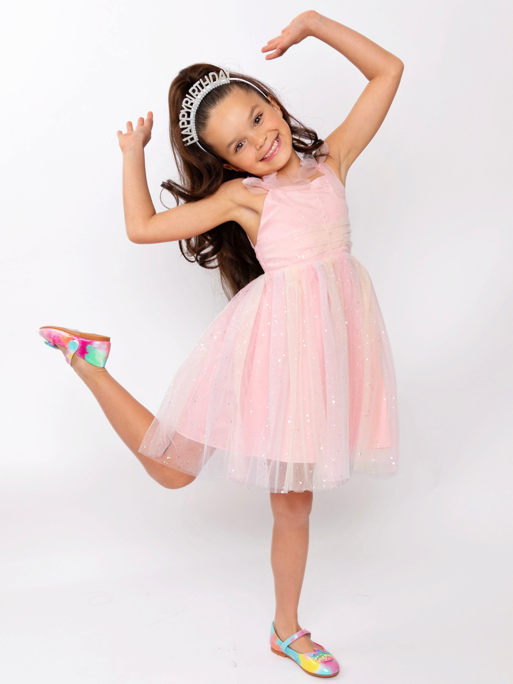 Birthday Glow Pastel Rainbow Tulle Dress Mia Belle Girls