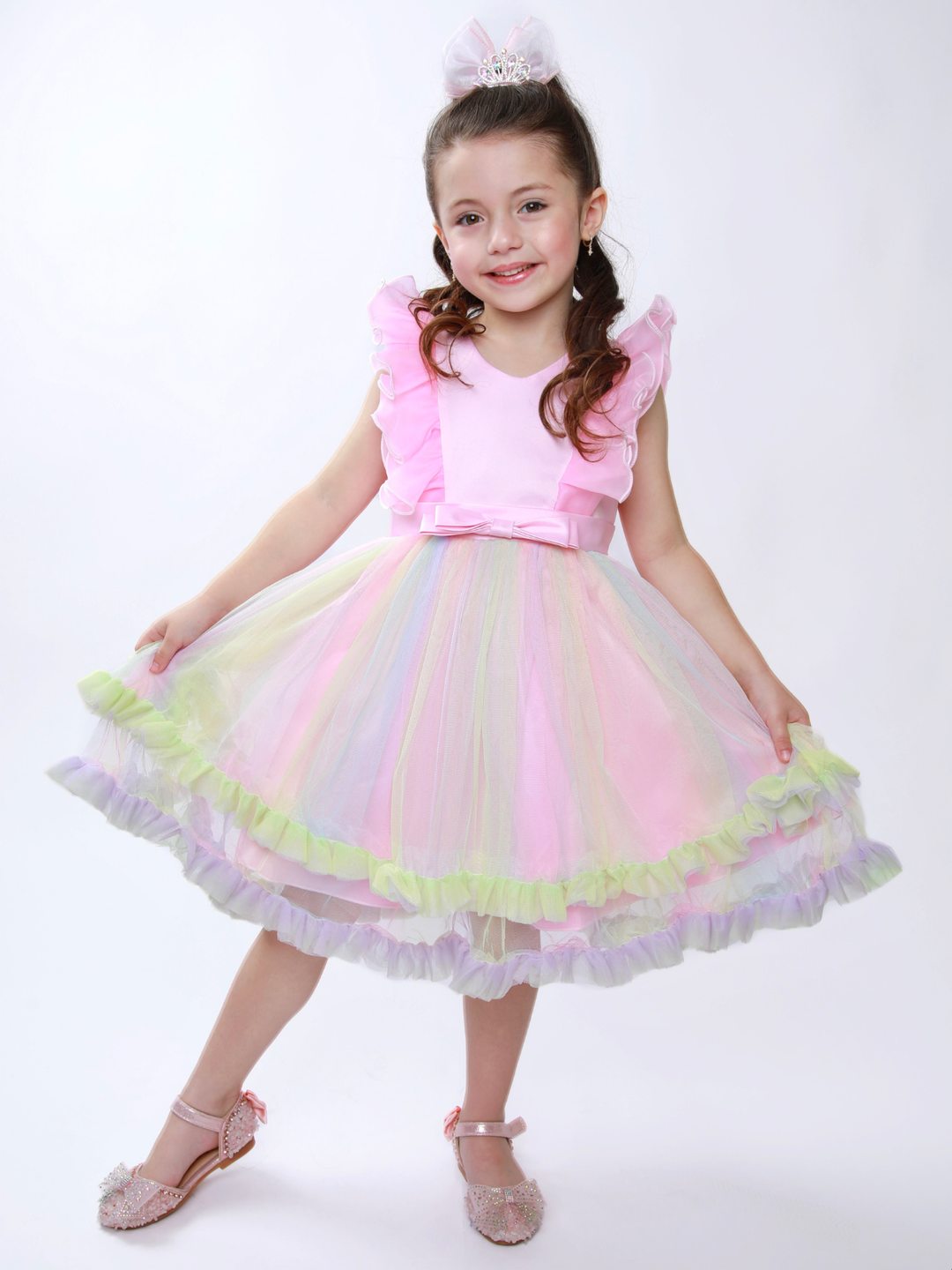 Princess Dream Rainbow Ruffle Tulle Dress Mia Belle Girls