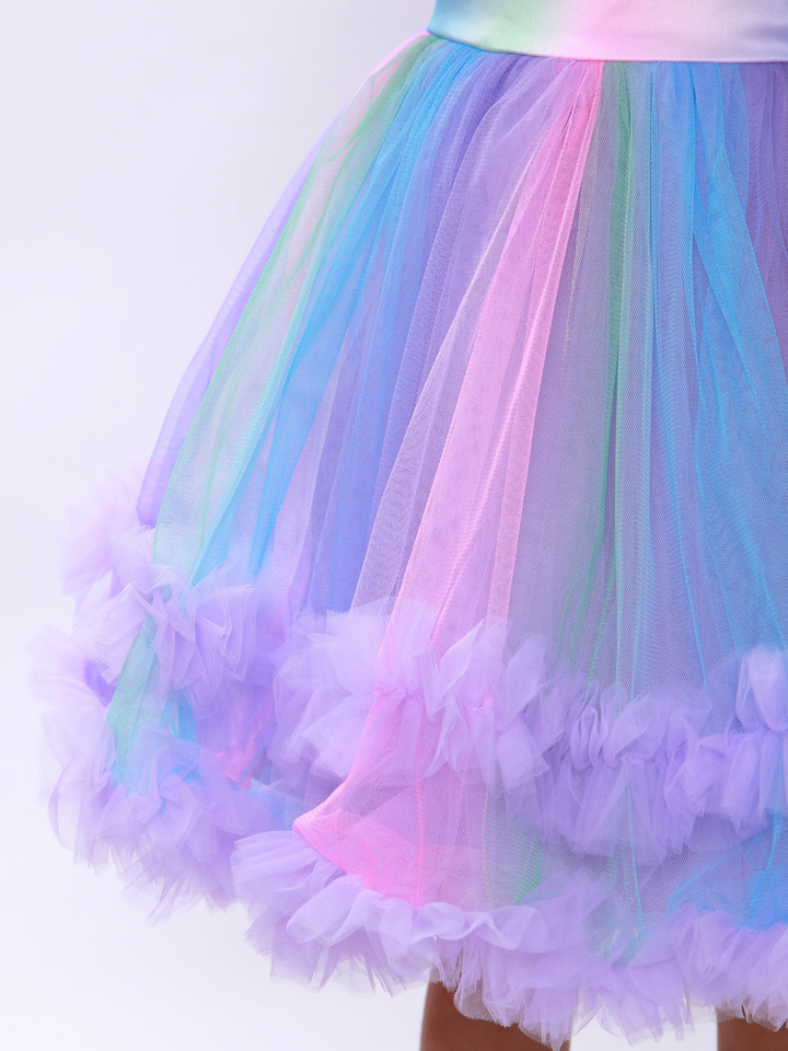 Princess Twirl Rainbow Tulle Ruffle Dress Mia Belle Girls