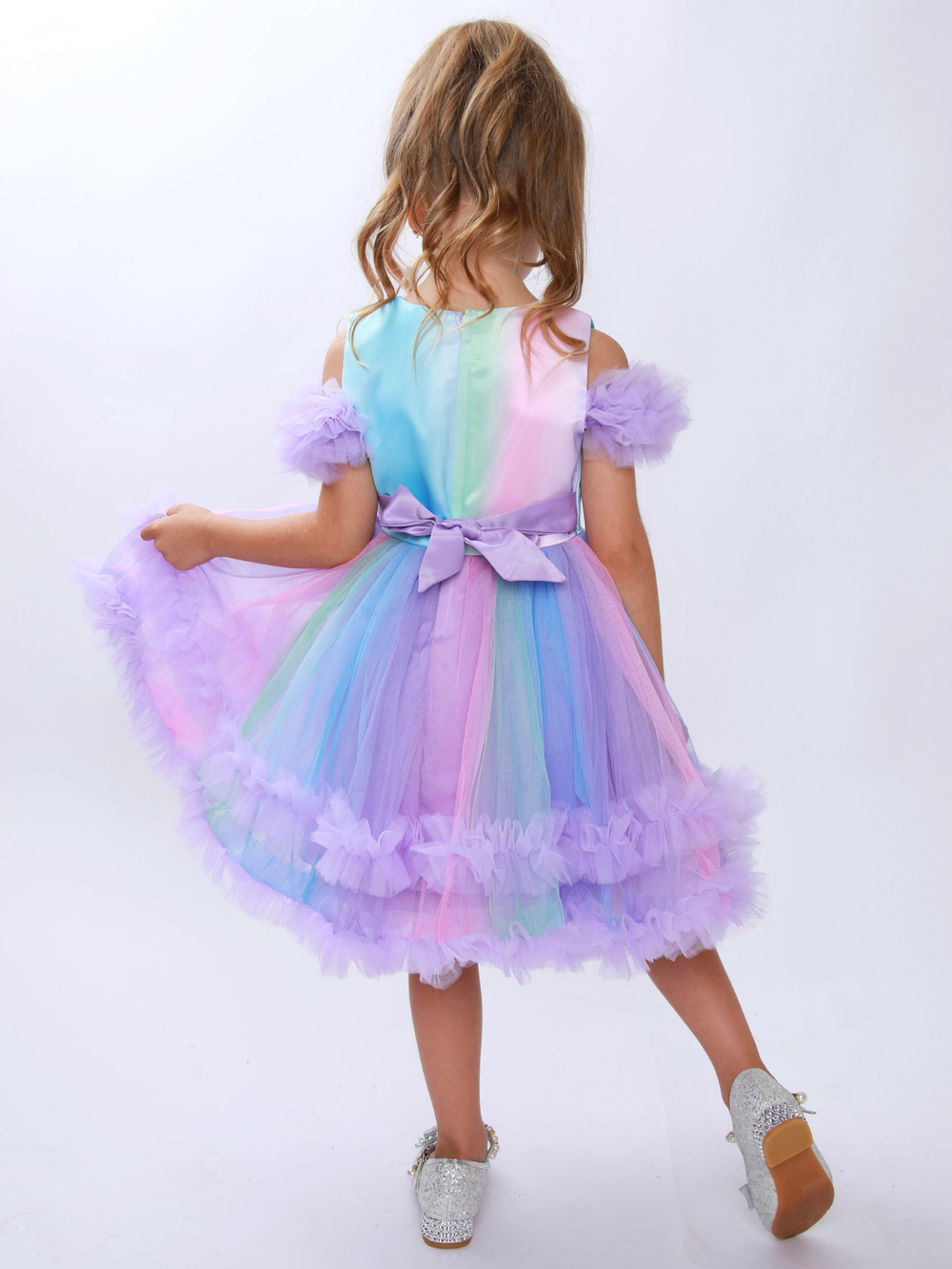 Princess Twirl Rainbow Tulle Ruffle Dress Mia Belle Girls