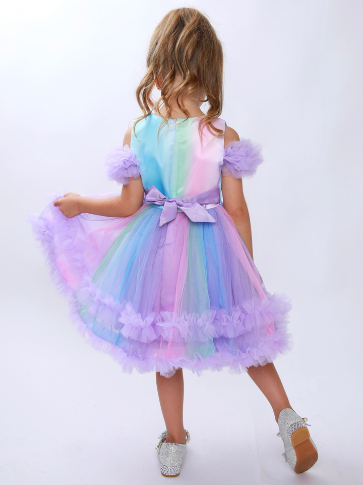 Princess Twirl Rainbow Tulle Ruffle Dress Mia Belle Girls