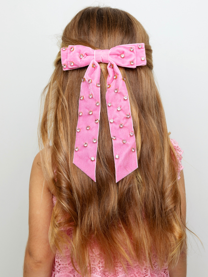 Sweet Bow Pink Velvet Hair Clip