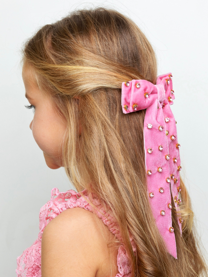Sweet Bow Pink Velvet Hair Clip