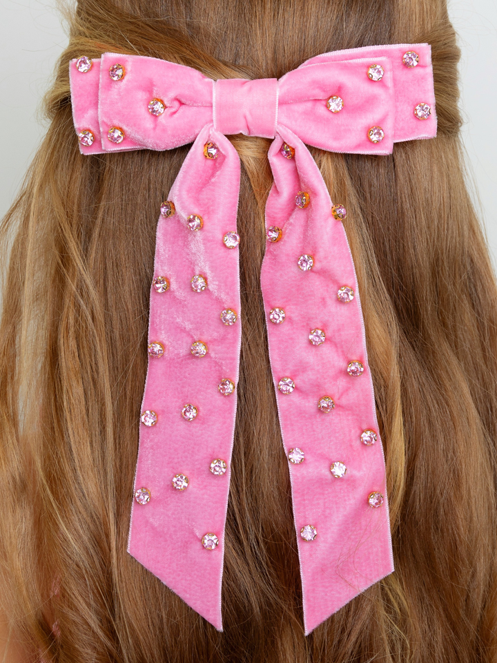 Sweet Bow Pink Velvet Hair Clip
