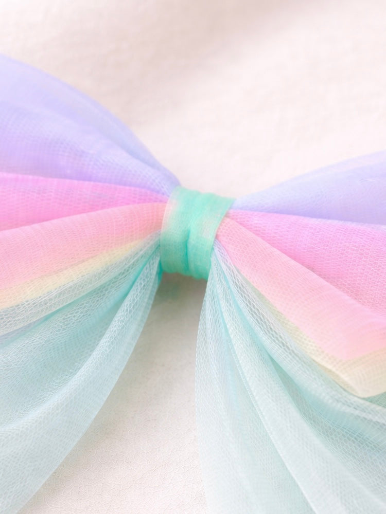 Pastel Petals Layered Tulle Bow Clip