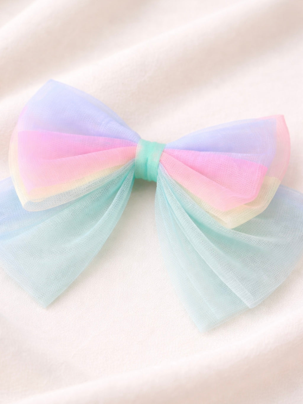 Pastel Petals Layered Tulle Bow Clip