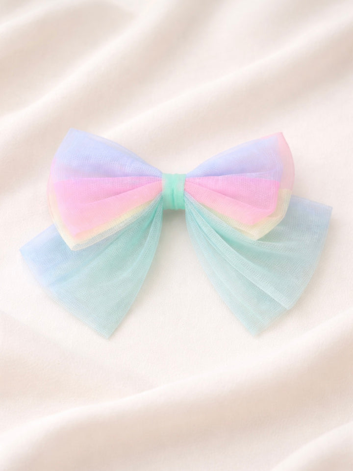 Pastel Petals Layered Tulle Bow Clip