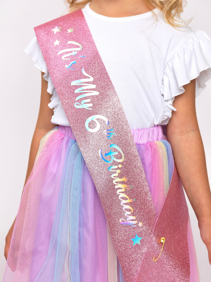 6th Birthday Princess Tiara & Sash Set Mia Belle Girls