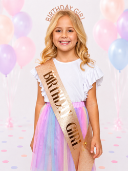 Birthday Girl Glitter Headband & Sash Set