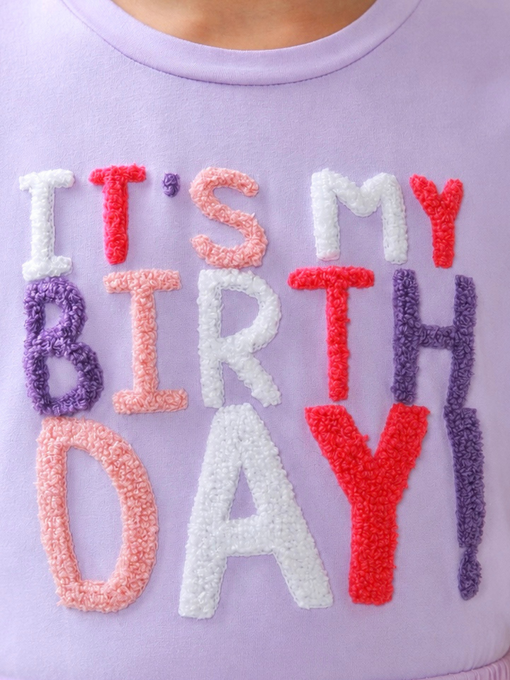 Birthday Sparkle Lavender Top and Rainbow Tulle Skirt Set Mia Belle Girls