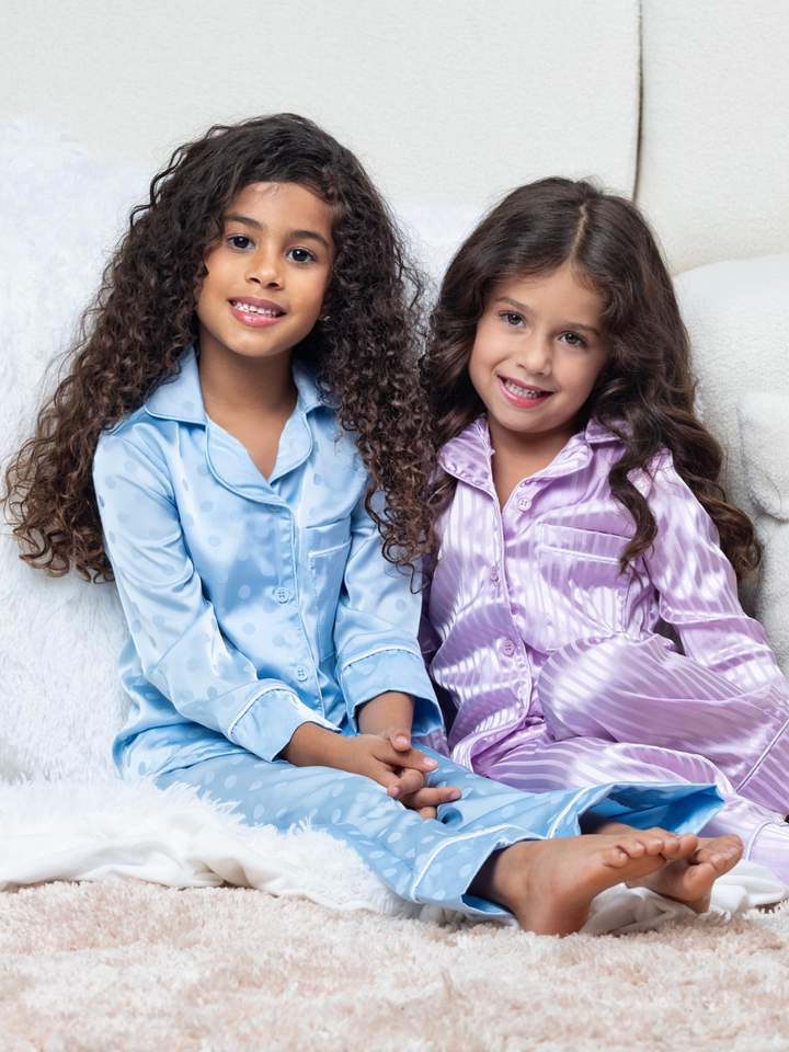 Blue Dream Dot Satin Pajama Set