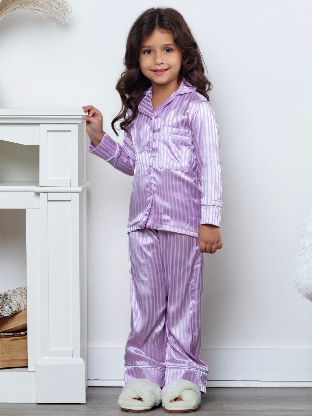 Lavender Luxe Satin Stripe Pajama Set