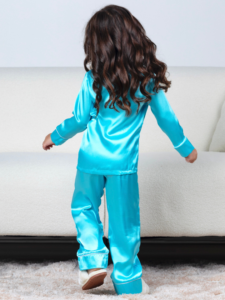 Teal Glow Luxe Satin Pajama Set