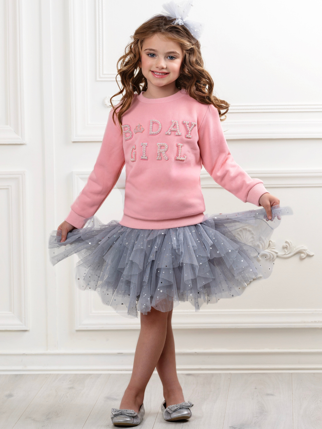 Birthday Girl Princess Pearl Embellished Sweatshirt