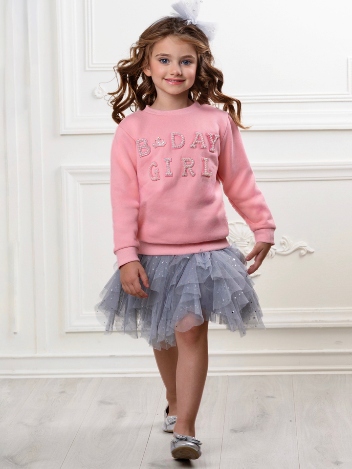 Birthday Girl Princess Pearl Embellished Sweatshirt
