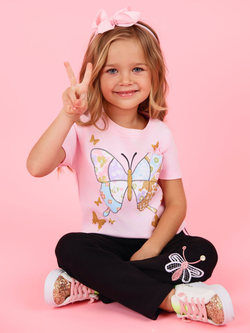 Patchwork Butterfly Premium Cotton Relaxed Fit Graphic Top