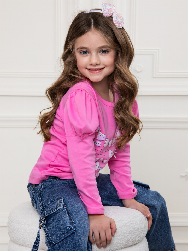 Charmed Bows Premium Cotton Puff Shoulder Top