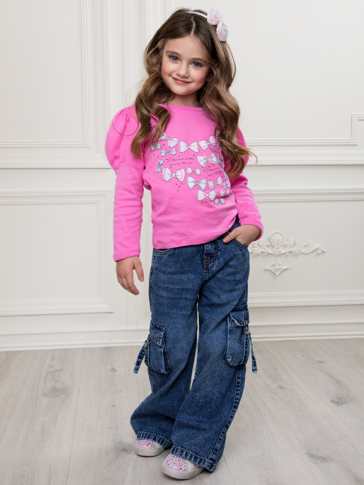 Charmed Bows Premium Cotton Puff Shoulder Top