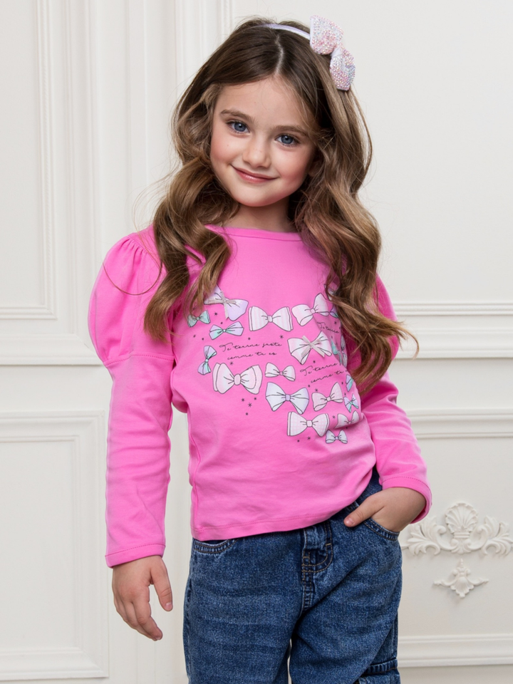 Charmed Bows Premium Cotton Puff Shoulder Top