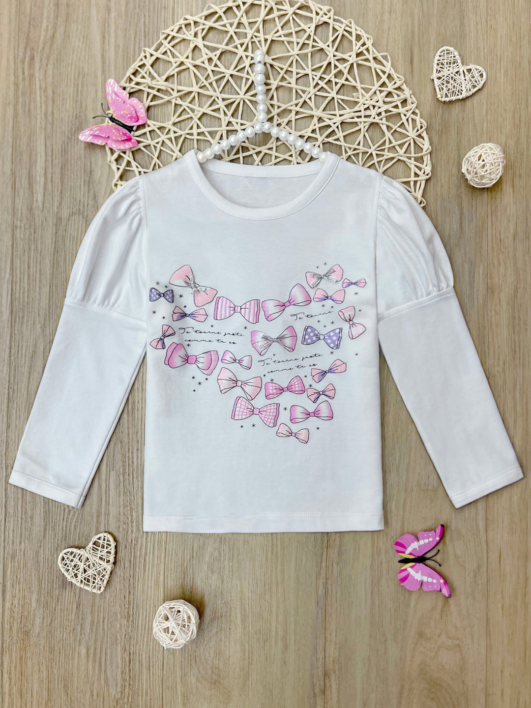 Ribbon Dream Luxe Cotton Heart Print Top