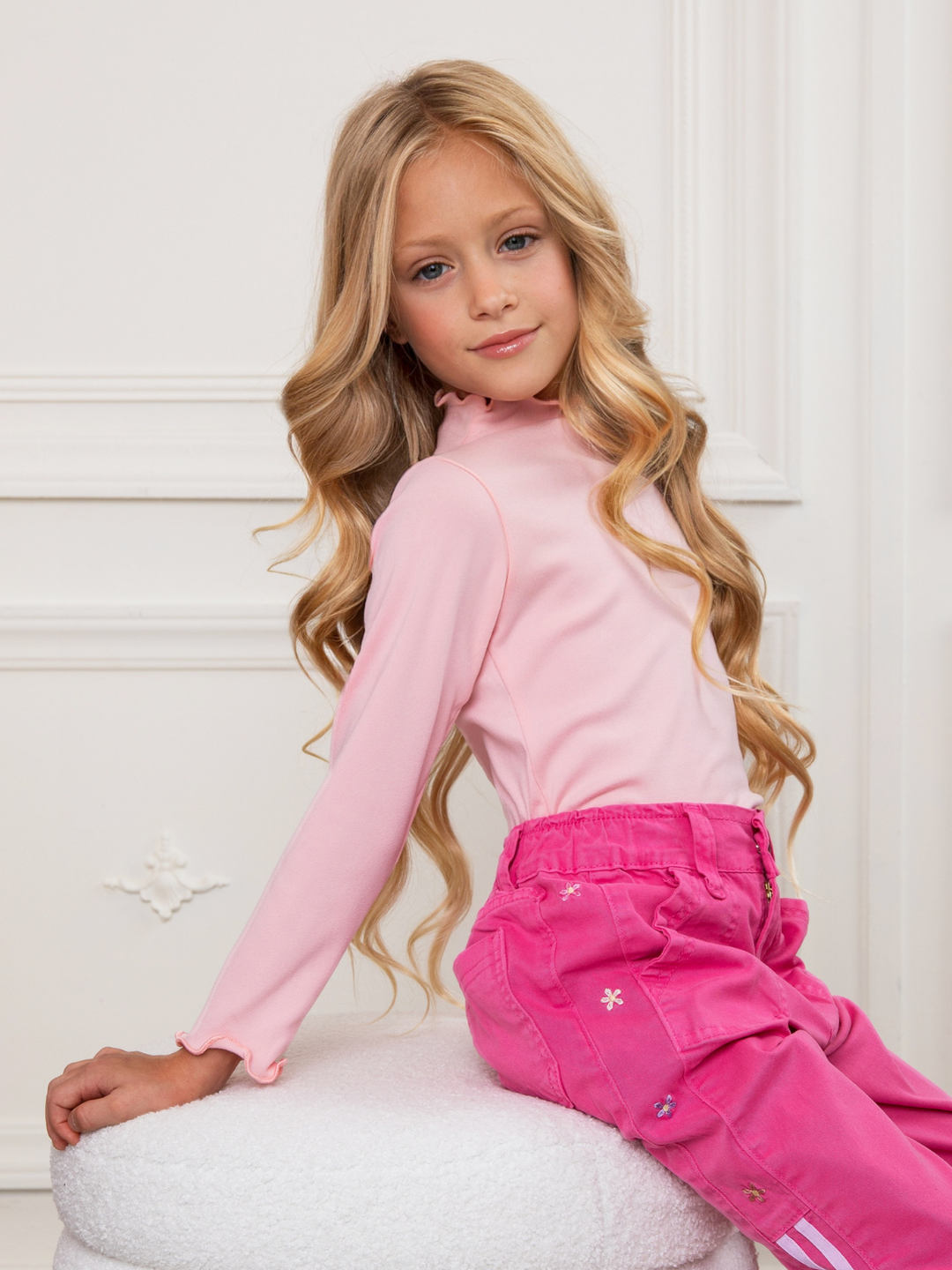 Cozy Lettuce-Edge Fleece Lined Long Sleeve Top