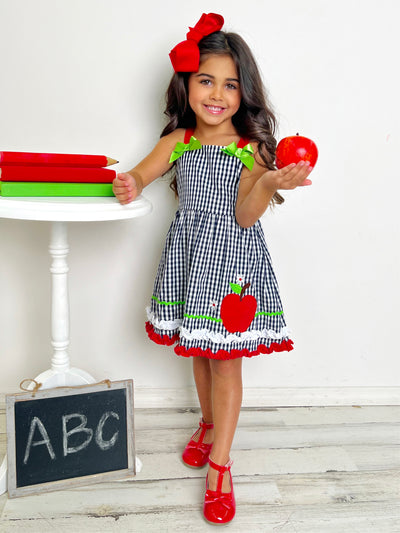 Mia Belle Girls Back To School Dresses | Apple Gingham Dress 