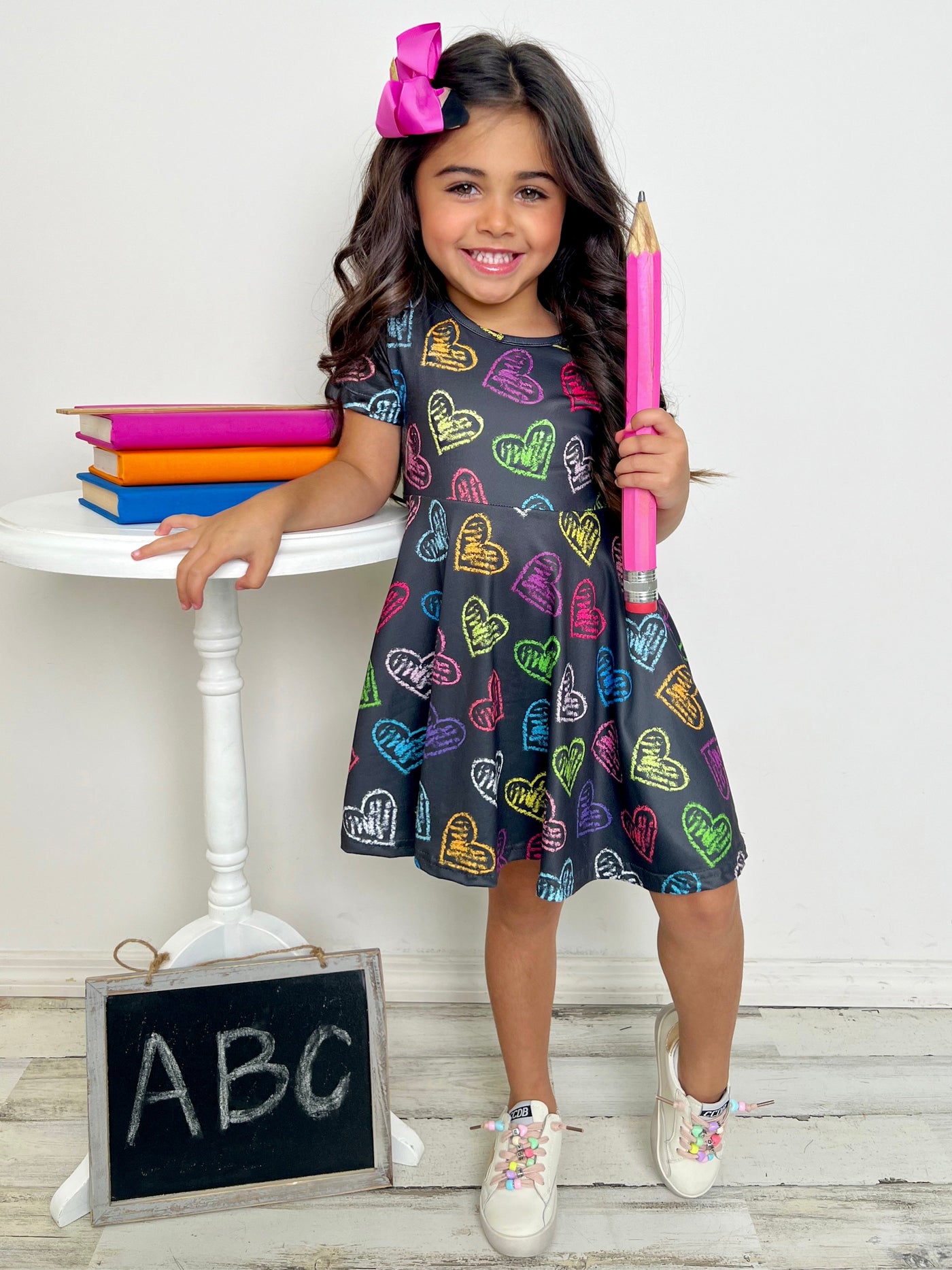 Back To School Dresses Neon Heart Skater Dress Mia Belle Girls
