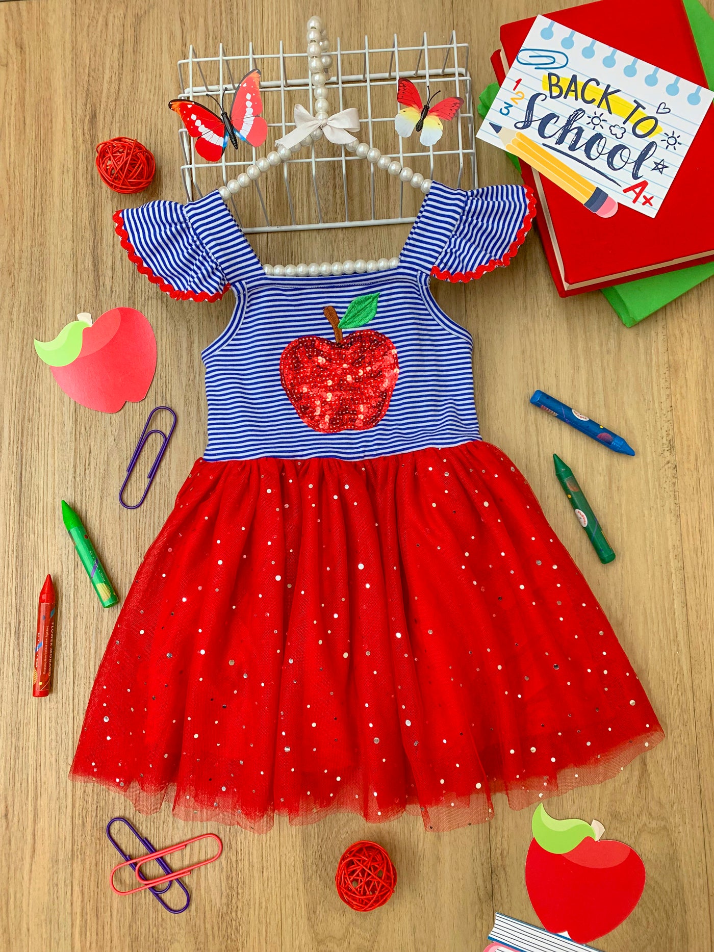 1st Day of School Clothes | Sequin Apple Tutu Dress | Mia Belle Girls