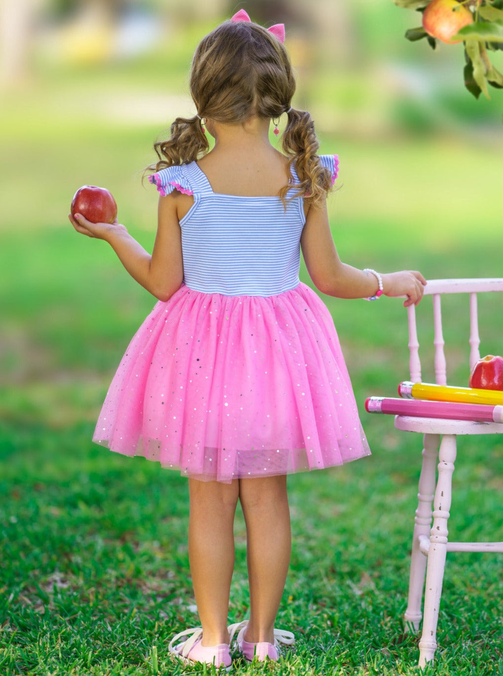 Mia Belle Girls | Apple Sparkle Tutu Dress | Back To School Dresses
