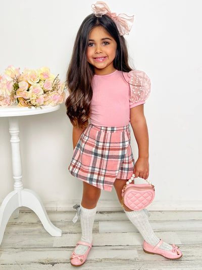 Mia Belle Girls Pink Plaid Skort Set | Back To School Outfits
