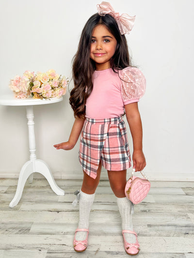 Mia Belle Girls Pink Plaid Skort Set | Back To School Outfits