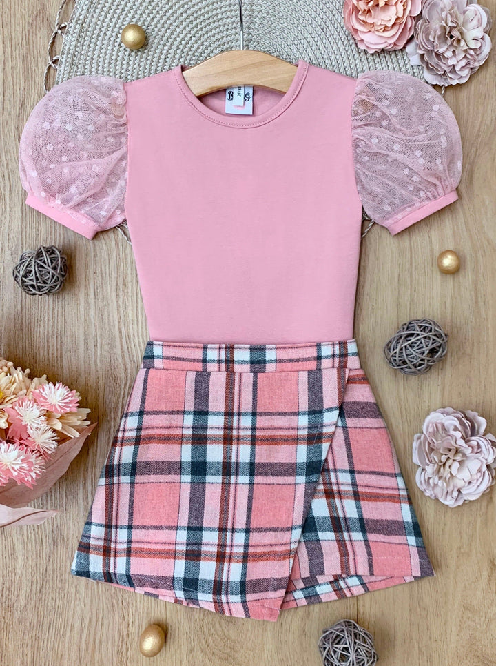 Pink Plaid Skirt Pink Skirt Outfit Girl Pink Gingham Skirt And Top Set