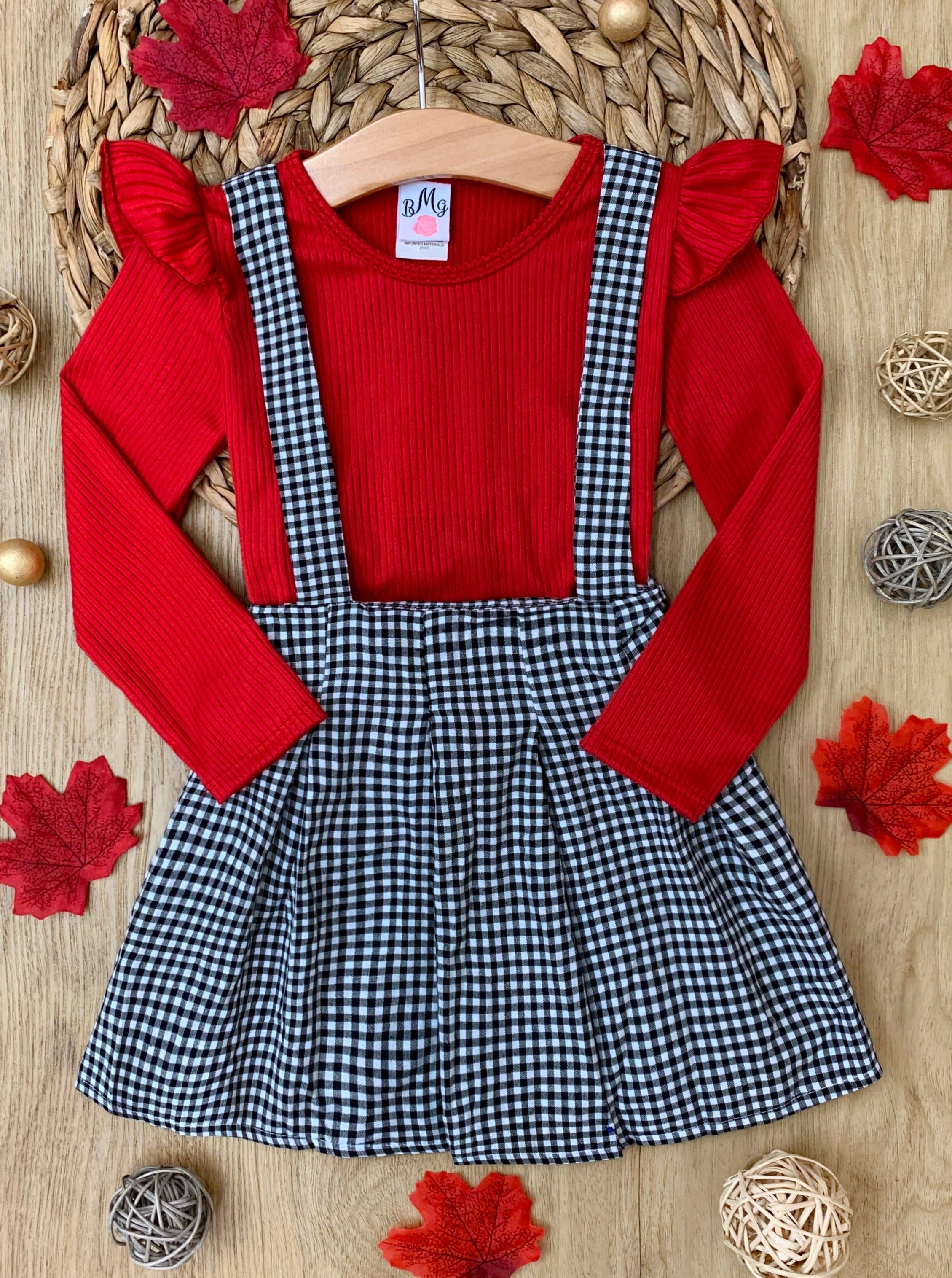 Little Lady Gingham Suspender Skirt Set – Mia Belle Girls