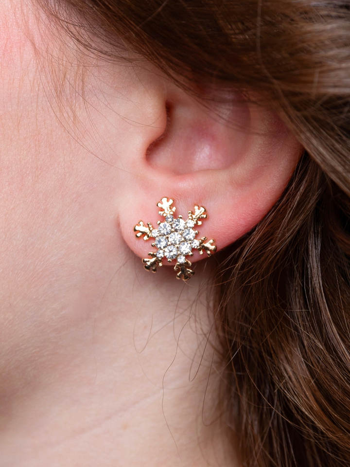 Frosted Sparkle Snowflake Stud Earrings