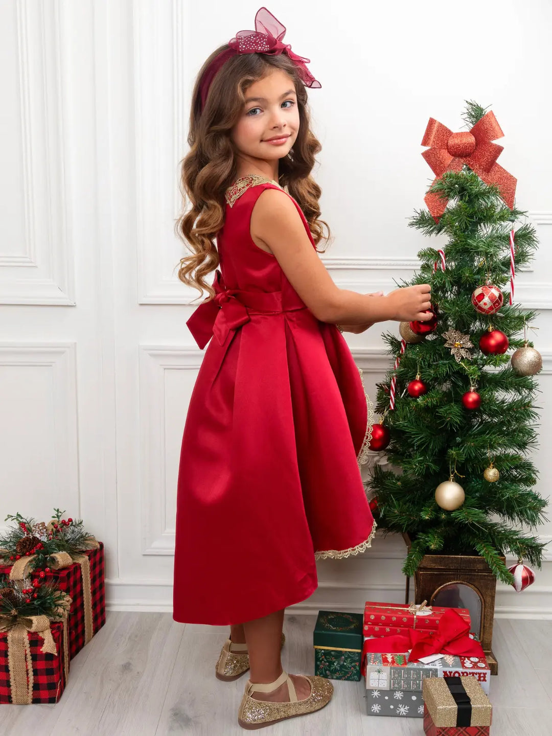 Lovely Night Red Embroidered Holiday Dress Mia Belle Girls Lovely Night Red Embroidered Holiday Dress Mia Belle Girls