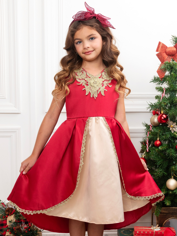 Lovely Night Red Embroidered Holiday Dress