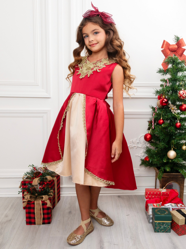 Lovely Night Red Embroidered Holiday Dress