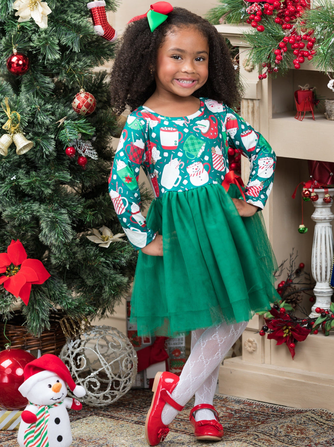 Cute Winter Dresses | Girls Hot Cocoa Holiday Mugs Tutu Dress Mia Belle Girls Cute Winter Dresses | Girls Hot Cocoa Holiday Mugs Tutu Dress Mia Belle Girls