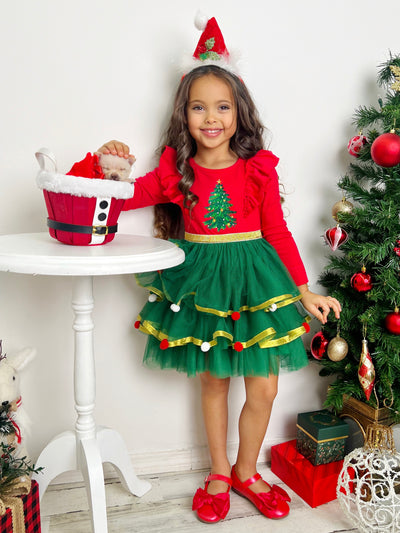 Mia Belle Girls Christmas Tree Tutu Dress | Girls Christmas Dresses