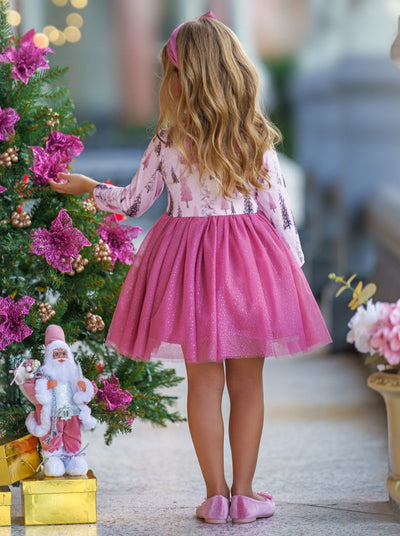 Mia Belle Girls Tree Print Tulle Tutu Dress | Girls Winter Dresses